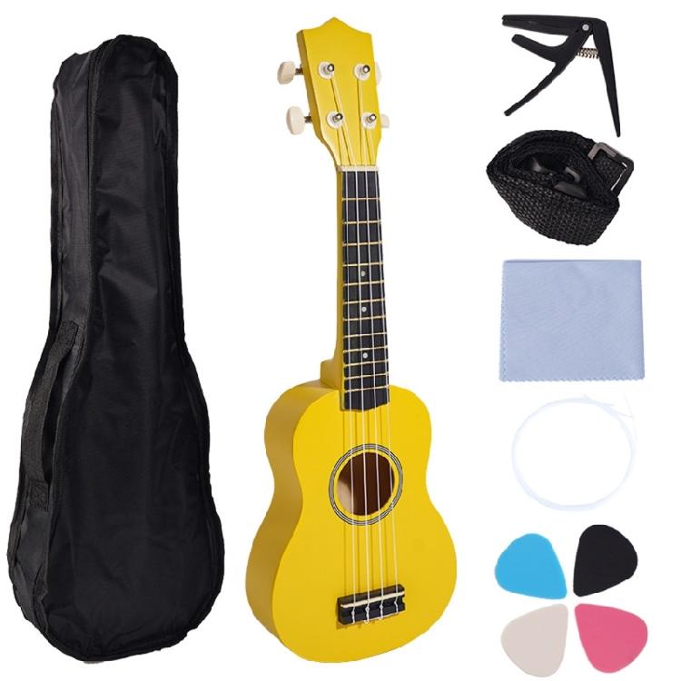 21Inch Ukulele Educational Musical Instrument Toy Acoustic Guitar Set Wood Texture for Music Classes and Home Practice