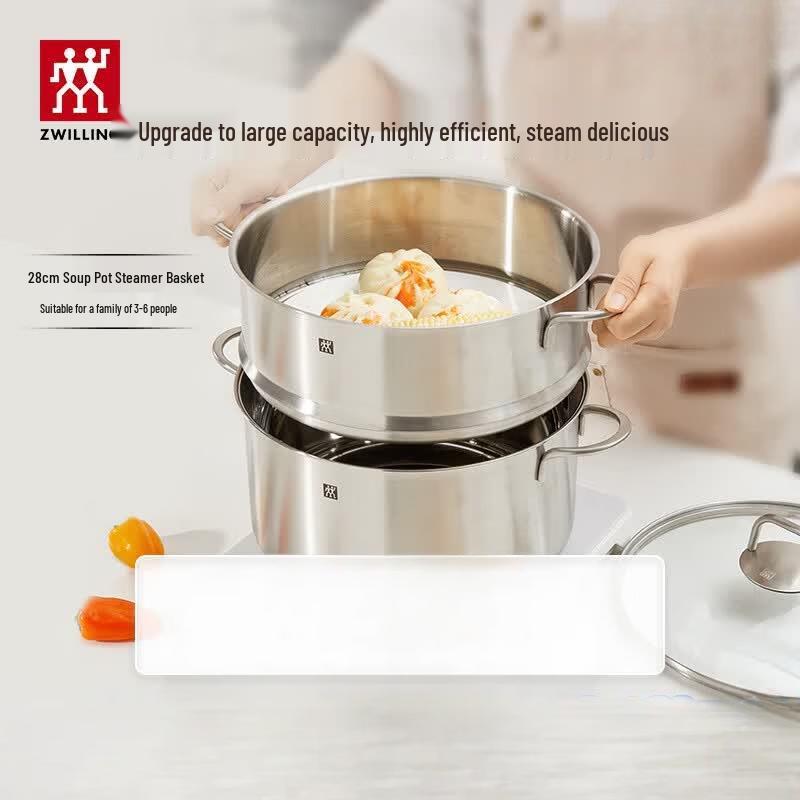 ZWILLING 28cm Stainless Steel Steamer & Stockpot Set