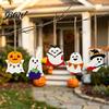 Halloween Party Supplies Ghost Wooden Hanging Sign with Hemp Rope, Cute Decorations Pendants for Home Wall Signs