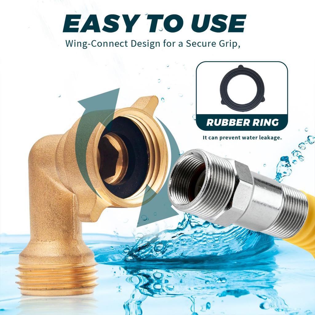 Brass Garden Hose Adapter Brass 90 Degree Hose Elbow Connector Home Garden Hose Joint Adapter Fittings Hose Quick Connector