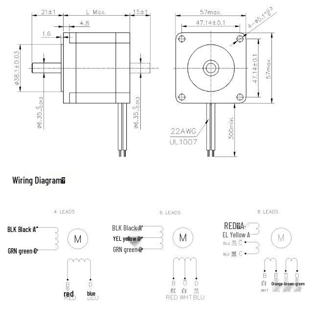 42 Zwei-Phasen Niederspannungs Hybrid Schrittmotor 17HS4401 Adapter für 3D-Drucker Überwachungsgeräte