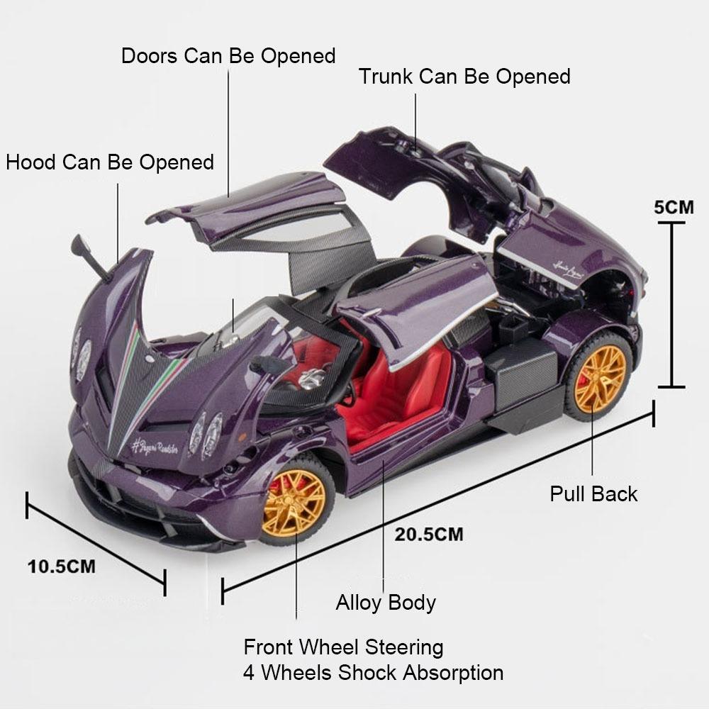 1:24 Pagani Zonda HP Huayra Cars Toy Models Doors Opened Miniature Sports Car Realistic Design Vehicles Great Collectible