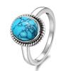 New Fashion 8x10 MM Oval Natural Turquoise Rings Women's CopperRing Vintage Fine Jewelry for Anniversary Gifts
