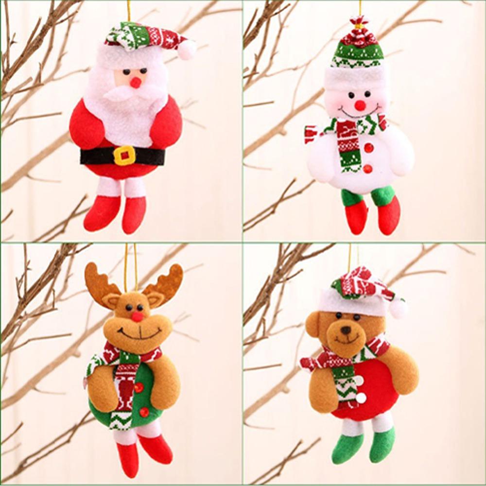 New Christmas Gift Santa Claus Snowman Deer Plush Doll Ornamental Small Pendant Christmas Tree Hanging Decorations Accessories