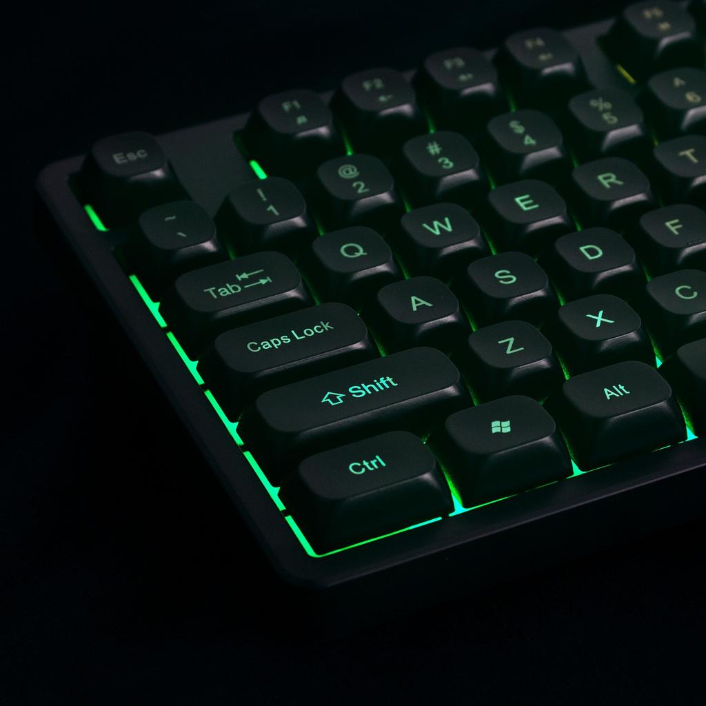 Klawiatura membranowa podświetlana z rolką gamingową RGB - czarna