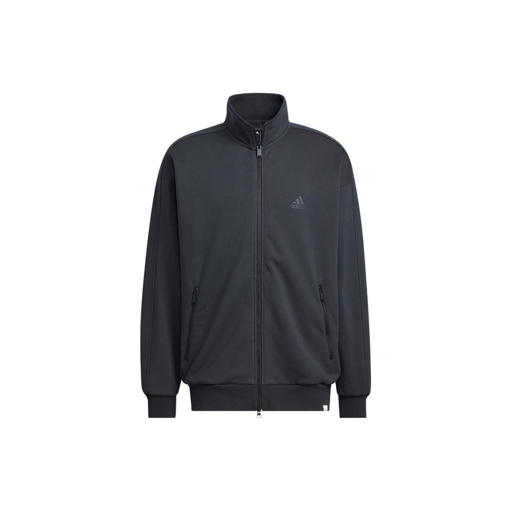 Adidas Pánská sportovní bunda Comfort s logem na zip, karbonově černá IK3464