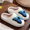 Lucyever Butterfly Embroidery Cotton Slipper Women Shoes Cute Warm Non-Slip Indoor Slippers Woman Soft Causal Flat Plush Shoes