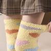 Heart Coral Fleece Stockings Thicken Warm Long Tube Socks Creative Floor Plush Stockings  Autumn