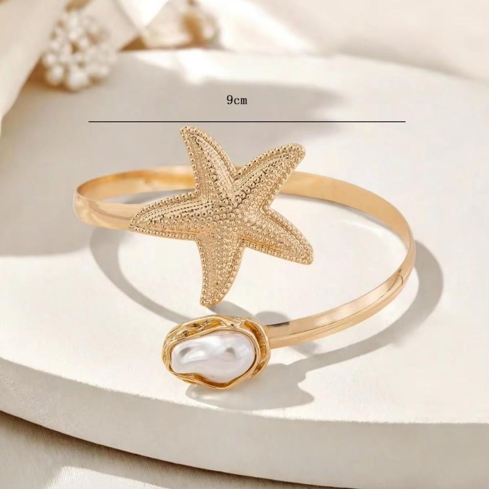 Pearl Starfish Open Armband Bangle Adjustable Armlet Bangle  Body Jewelry Accessories