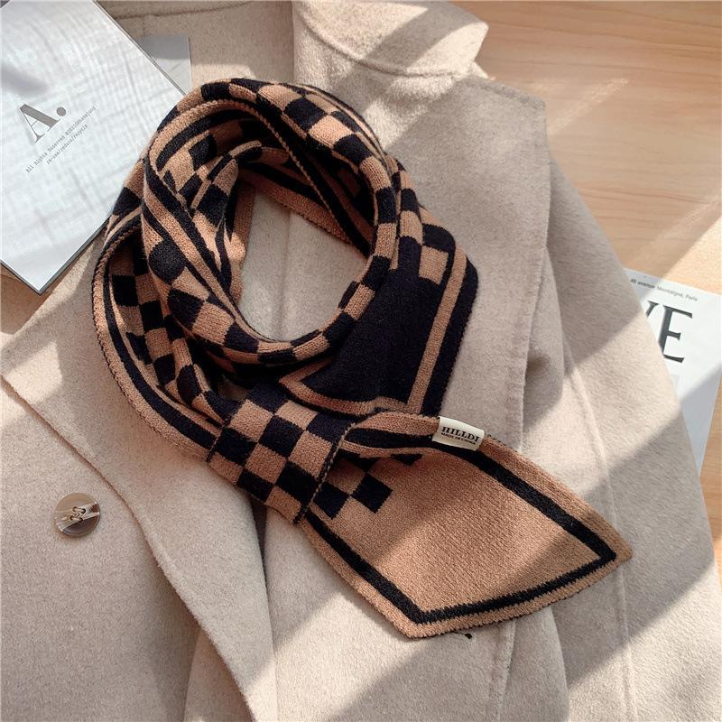 Checkerboard Plaid Scarf Women's Autumn and Winter New High End Scarf Korean Version Versatile Korean Style Cute Ins Trend