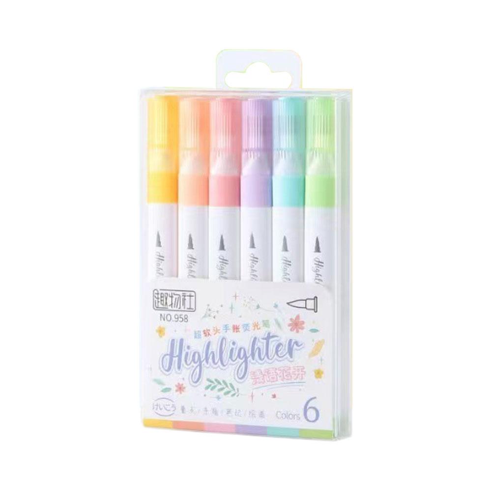 6 Kolorów/pudełko Wysokiej Jakości Kolorowy Pisak Rozświetlający Pisak do Rysowania Zaznaczania Szkolny Biurowy Artykuły Papiernicze dla Uczniów N8H5