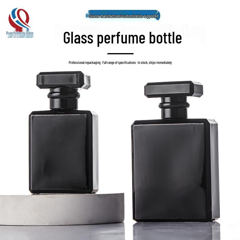 Matte Black Glass Perfume Bottle - Large Capacity, Refillable & Portable for Travel.