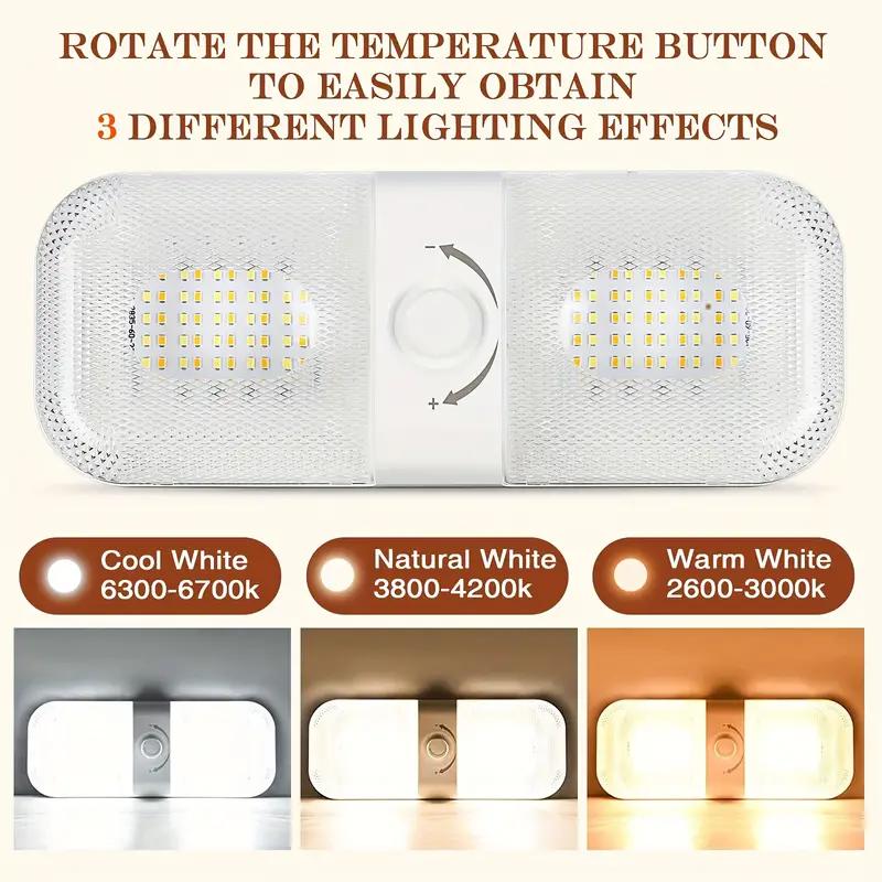 LEDowa Lampa Sufitowa do Kampera Podświetlana Zmienne Światło Trzech Kolorów Bezstopniowe Ściemnianie Lampka do Czytania w Kabinie 12-24V Oświetlenie Schowka
