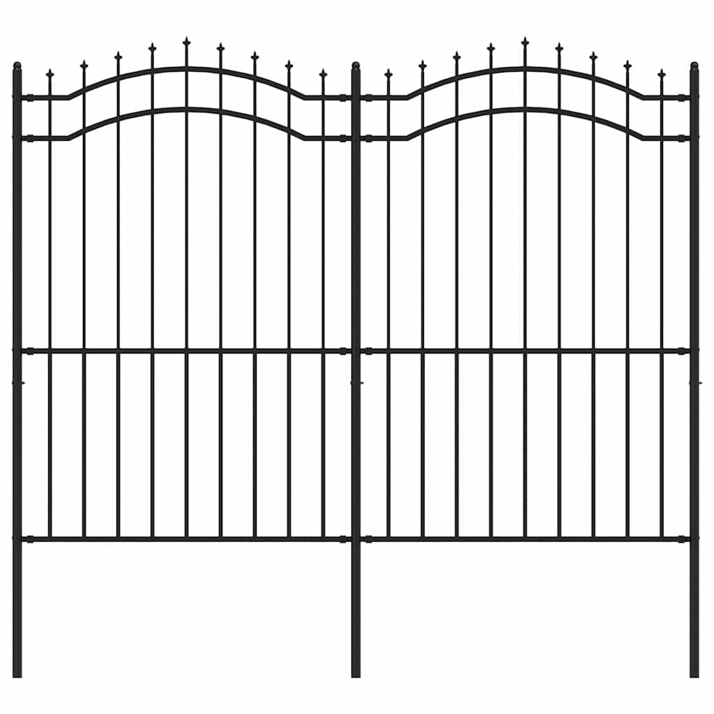 Vidaxl Ogrodzenie Z Grotami, Czarne, 222 Cm, Malowana Proszkowo Stal
