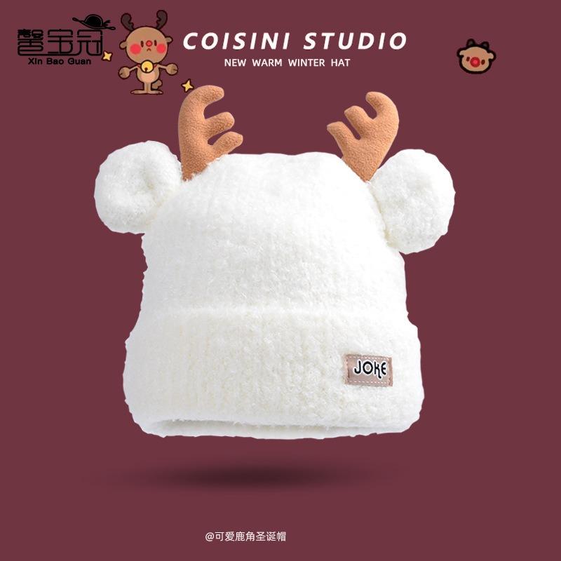 9873 Winter Christmas antlers knitted wool hat versatile hat female cute warm pullover tide