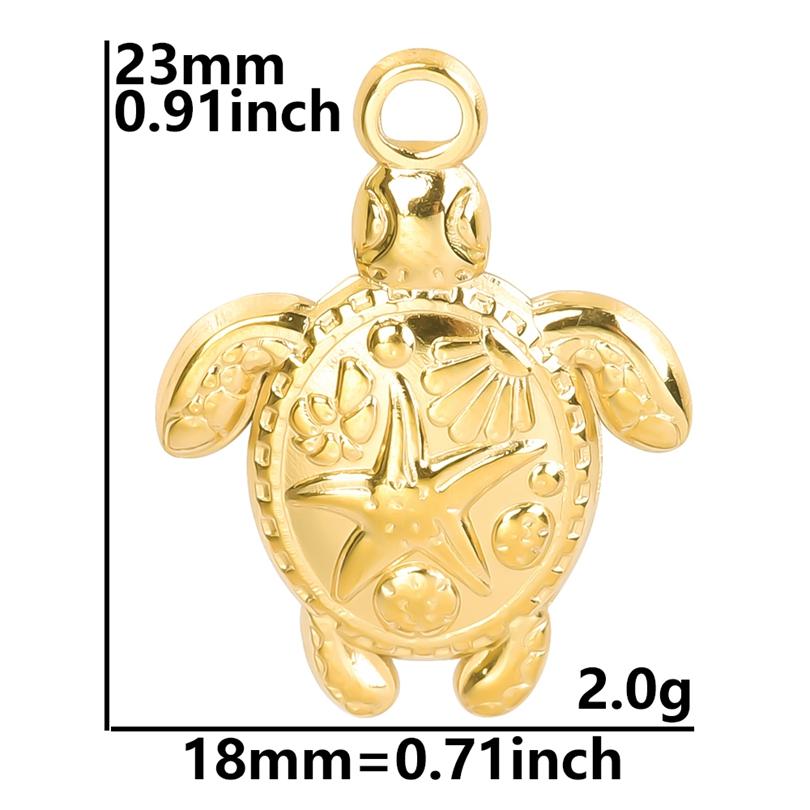5pcs/Lot Gold Color Exquisite Sea Animal Charm Shell Tortoise Stainless Steel Pendants For Jewelry Making Supplies Beach Pendant
