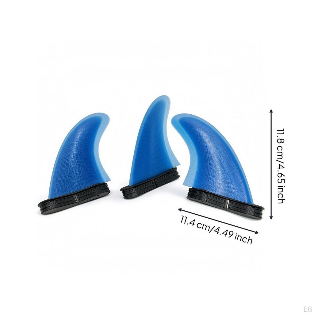 3 Pieces Surfboard Fin with DoubleTab Base Removable Textured for Surfers Orange