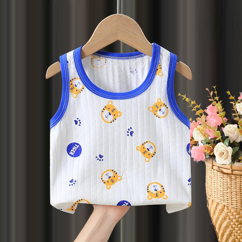Children's Pure Cotton Vest Cartoon Girls' Summer Thin Suspender Boys' Pure Cotton Vest Baby Sleeveless Backing Vest