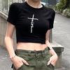 I LOVELETTERS Trendy Letter Print Cropped T-shirt - European & American Street Style