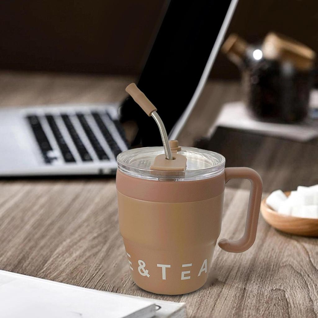 Isolierter Schnabelbecher Langlebig Wiederverwendbar mit Strohhalm und Deckel Edelstahl Strohhalmbecher für Wasser Eiskalte Heiße Getränke Milch Saft