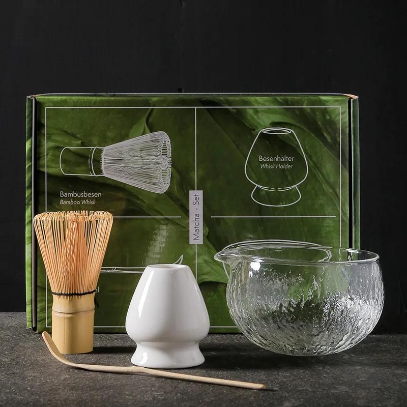 3/4PCS/7PCS Japanese Matcha Set Bamboo Tea Brush Glass Tea Bowl Composition Chinese Traditional Handmade Tea Tools