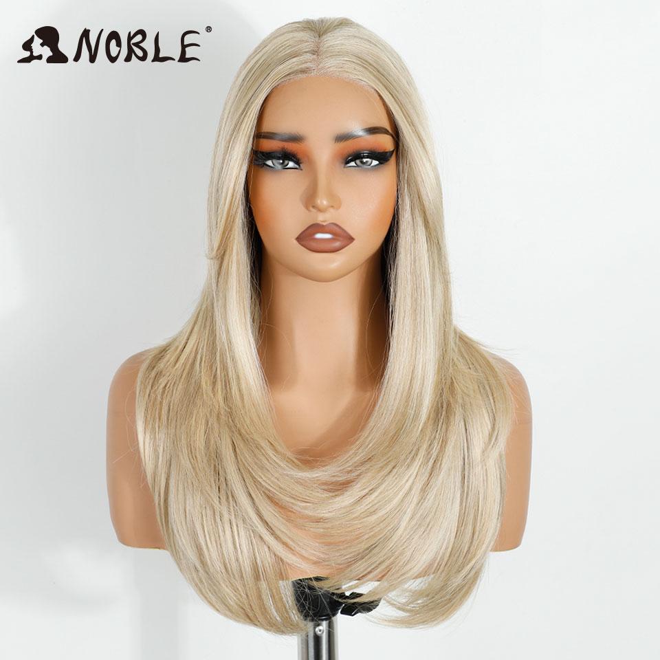 

Noble Cosplay Synthetic Lace Front Wigs For Women 13x3 Straight Lace Wig Pre Plucked Layered Wig Ombre Blonde Brown Lace Wig (as the picture,150%&20inches&Lace Front)