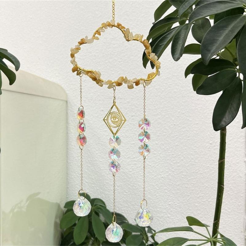 Natural Crystal Wind Bells Wind Chimes Sun Catcher Perfect Art Ornament Window Garden Hangings Ornaments Pendant
