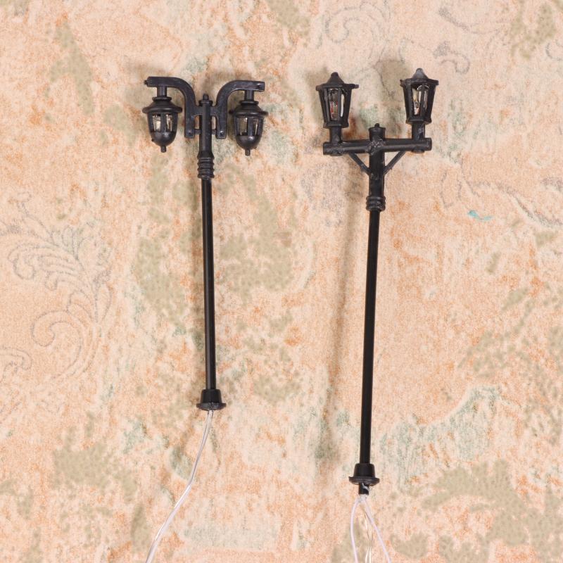 10Pcs Railway Bonsai Micro Landscape Decor For Rail And Building Layout Model Railway Lamppost Led Park Lanterns Lamps