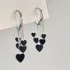 1 Pair Stylish Black Love Heart Tassel Earrings for Women - Perfect for Parties and Events