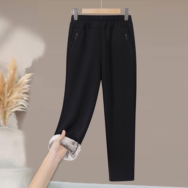 Mom's Corduroy Pants: Velvet-Thickened, Middle-Aged & Elderly Casual Straight Cotton Pants for Autumn/Winter