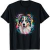 Men Woman Colorful Watercolor Border Collie T-Shirt