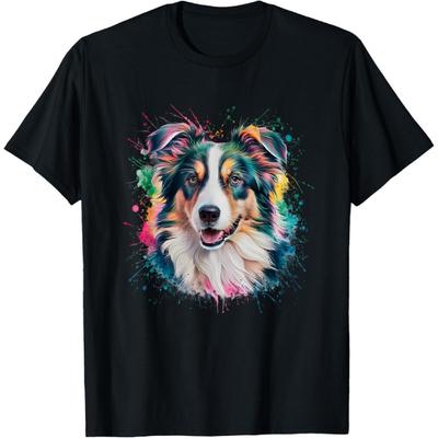 Men Woman Colorful Watercolor Border Collie T-Shirt