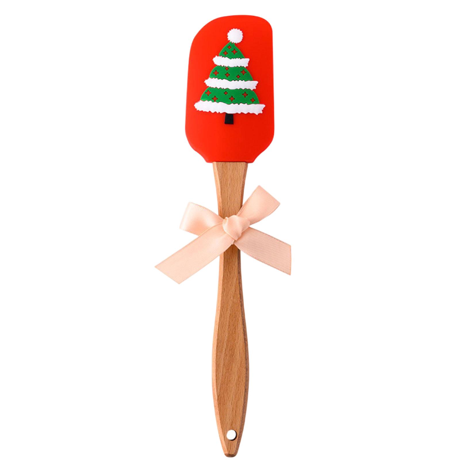 

Silicone Butter Scraper With Christmas Pattern, Wooden Handle, Baking Scraper, Heat-resistant Cake And Cream Cooking Spatula One Size