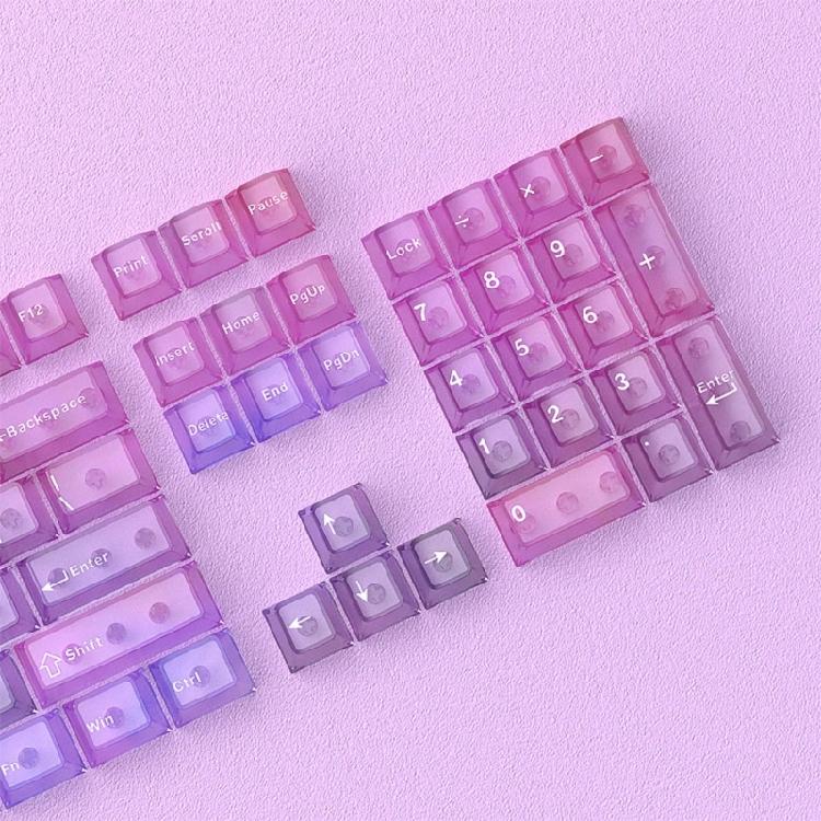 115 Key Full Set Clear PC Keycaps With Coating Dye-sublimation Keycap Enhances Durability And Light Diffusions