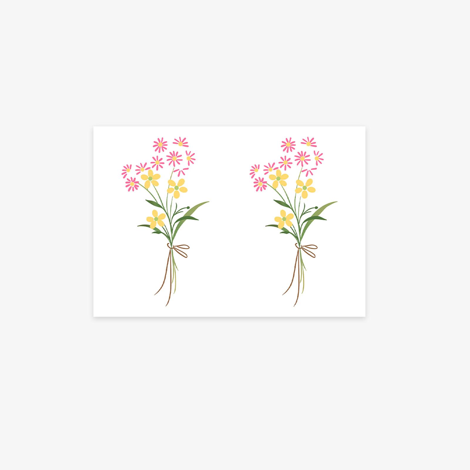 High-End Feeling Small Fresh And Beautiful Small Daisy Tulip Butterfly Small Bouquet Tattoo Sticker SKY-CX-2137