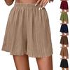 Damen Sommer Lässig Elastischer Bund Strandshorts Leicht Lockerer Schnitt Einfarbige Falten Design Bequeme Unterteile