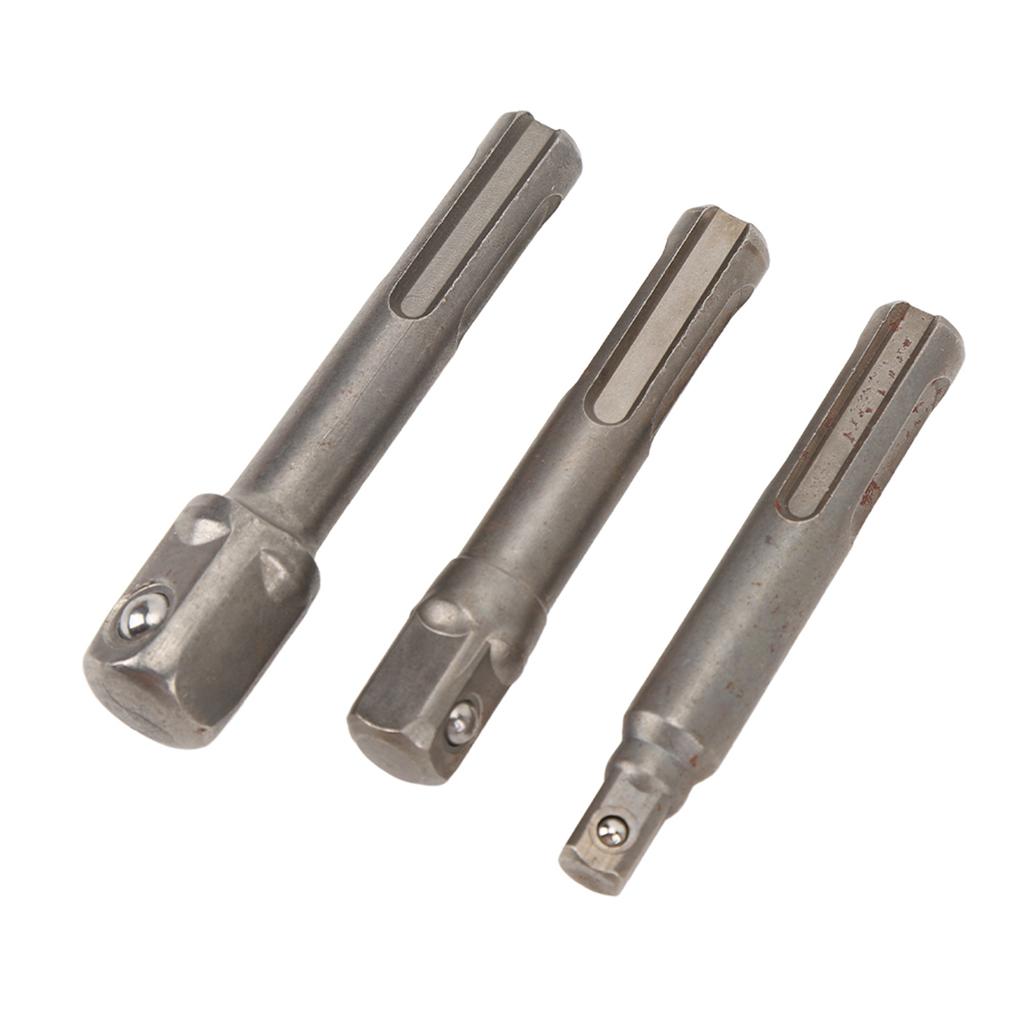 3Pcs Set Impact Drill Bits SDS PLUS Socket Adapter Converter 1 4 3 8 1 2