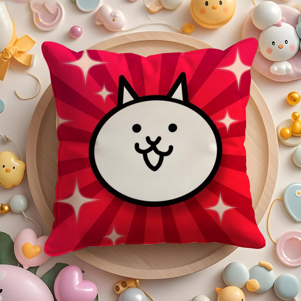 B-Battle Cats Anime Pillow Case Soft Plush Fabric Double-Sided Printed Cushion Cover Warm Winter Sofa Pillow Case