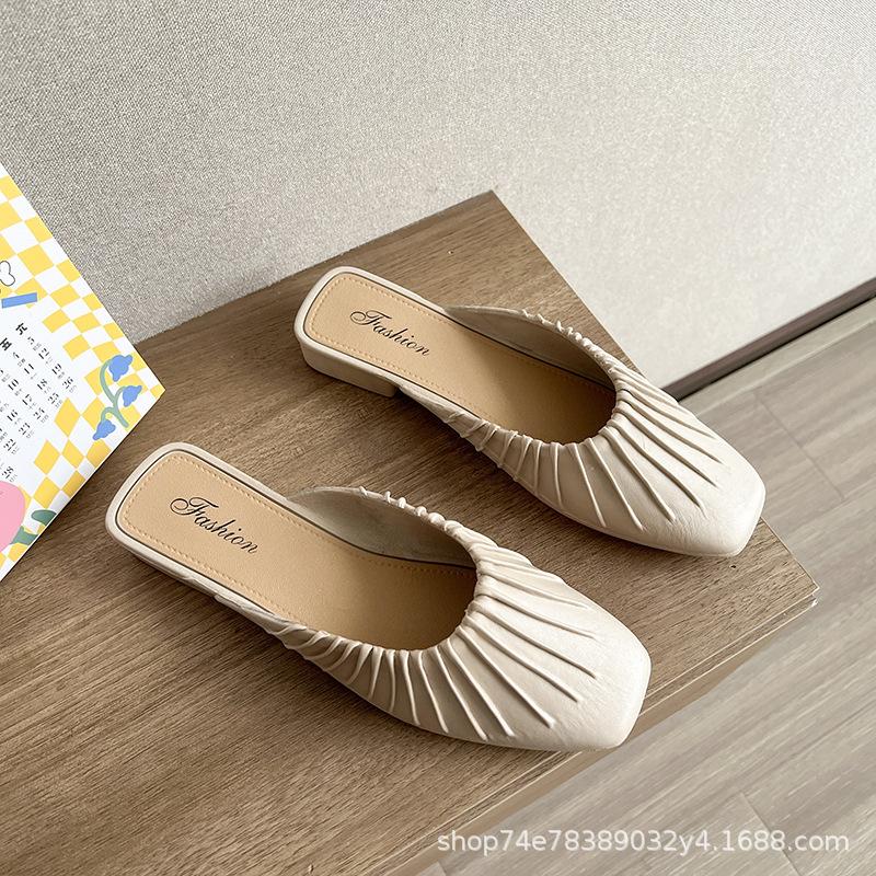Baotou half slippers female Kuaishou summer lazy one pedal flat-bottomed non-slip female slippers