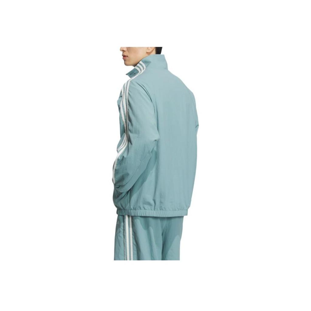 Adidas 3-Stripes Woven Track Top Retro Sports Stand Collar Soft Comfortable Casual Waterproof Jacket Unisex Jacket Teal JI6648