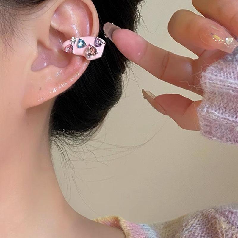 Dopamine Enamel Zirconia Heart Ear Cuff: Stylish, Light Luxury Non-Pierced Earring