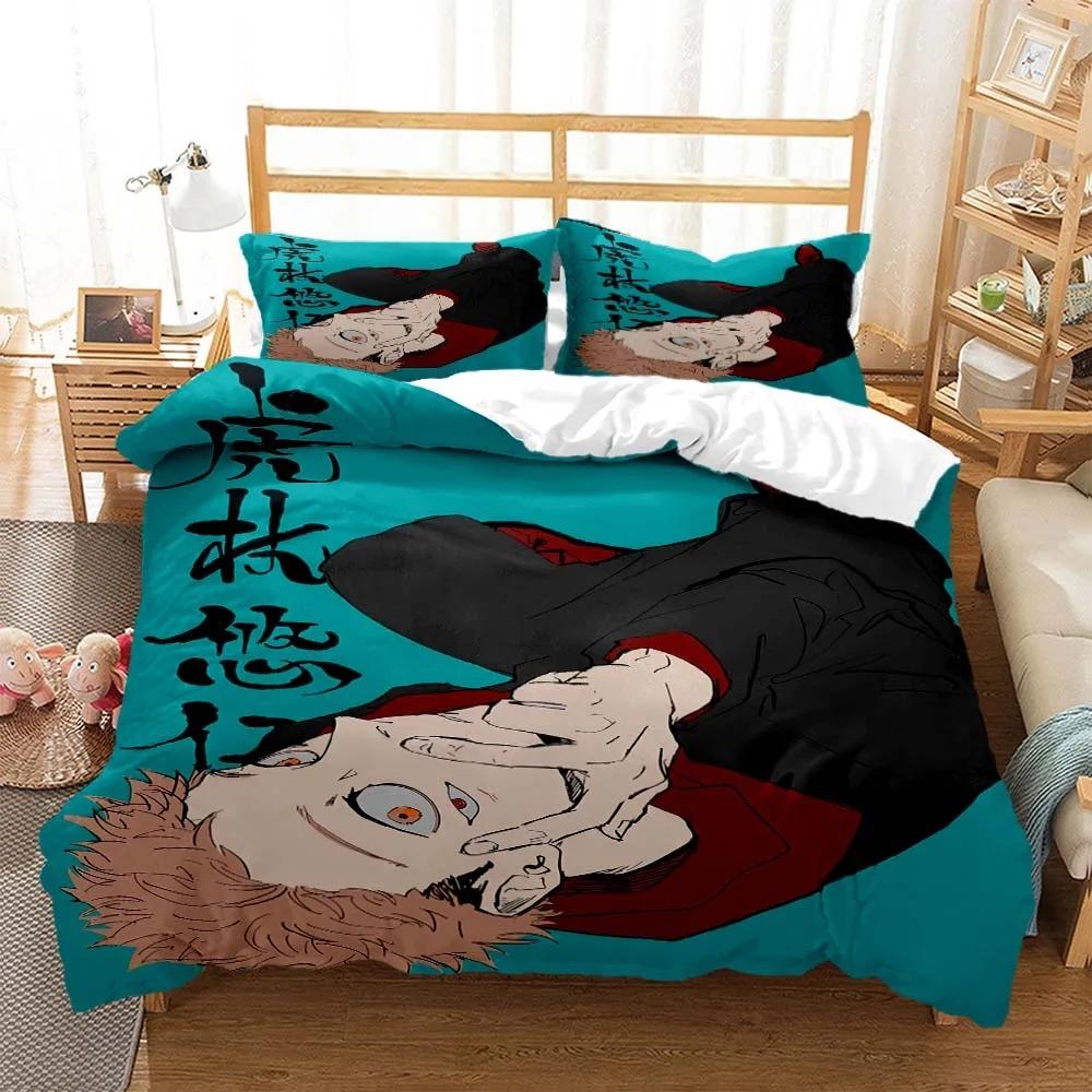 Jujutsu Kaisen Digital Print Polyester Bedding Set Duvet Cover For Boys Teens Anime Bed Sheets