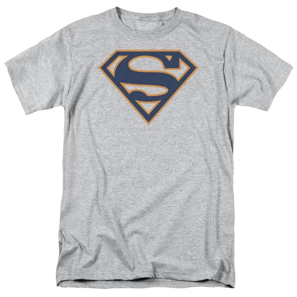 DC Comics - Superman - Navy & Orange Shield - Unisex Children s T-shirt - Gray 100