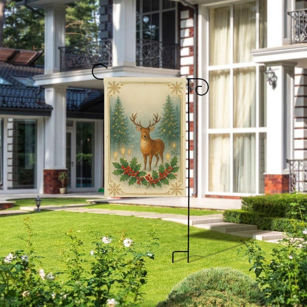 Nordik Yılbaşı Bahçe Bayrağı Keten Dış Mekan Avlu Dekorasyon Bayrakları Ev