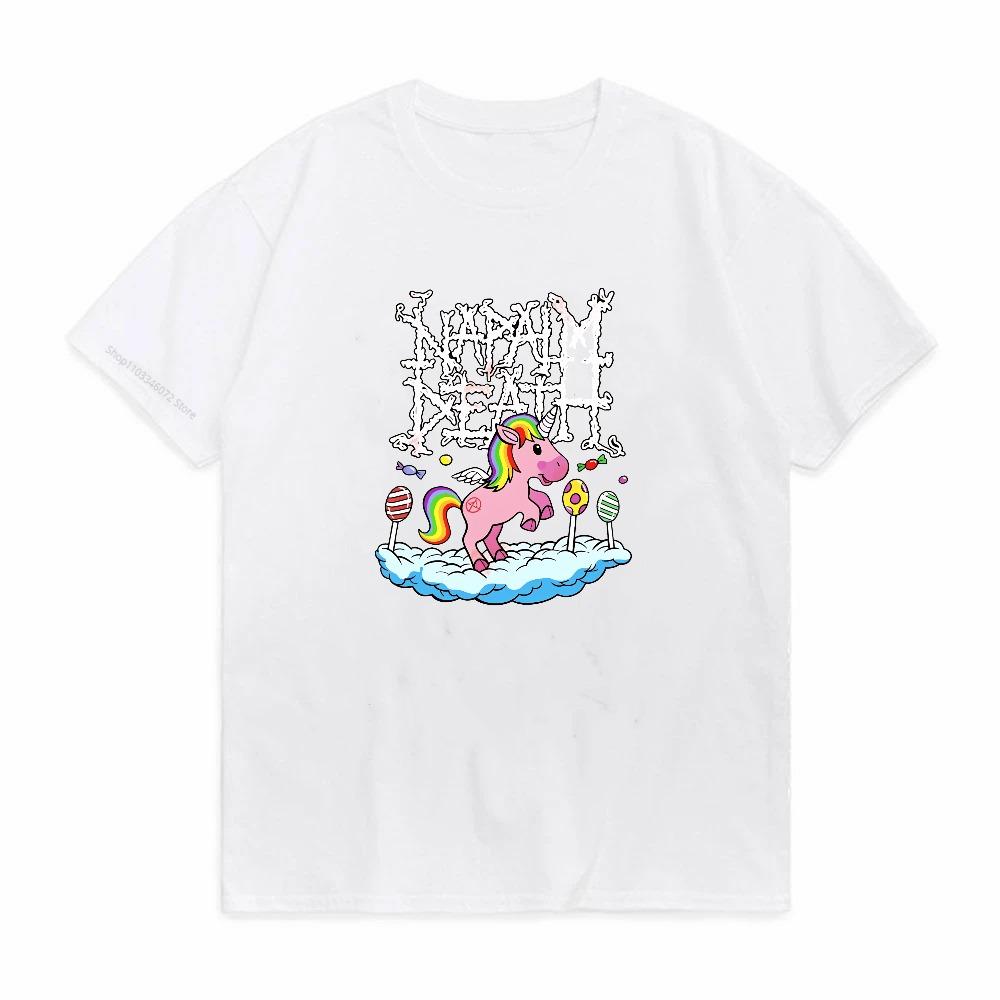 Napalm Death Unicorn TShirt Cotton For Unisex Unisex Breathable Tops Tee Soft Casual Loose Crewneck Short Sleeve Tshirt S