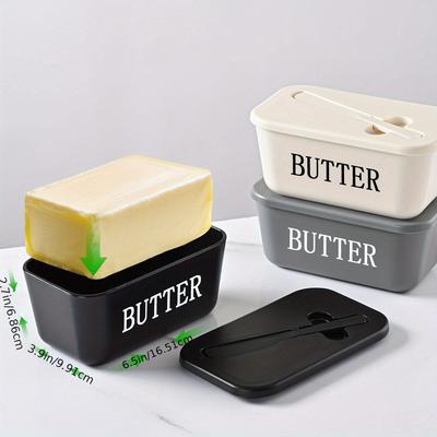 1pc New Butter Container Box with Knife Simple Restaurant Sealed Storage Box Cheese Box Butter Slicer Butter Dish Home Tableware