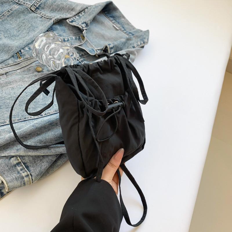 Trendy Korean Canvas Bucket Bag For Women Vintage Chic Summer Shoulder Bag