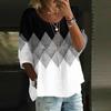 Camicie di Lino da Donna Manica 3/4 Bottoni Scollo O Top Estivi Eleganti Casual Carini