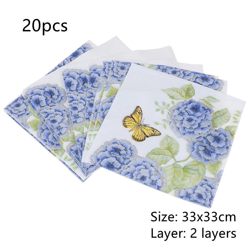 20 Stück bedruckte Servietten Papier Decoupage Taschentücher Blumen Hochzeit Geburtstag DIY Dekoration Schreibtisch Dekoration Servietten