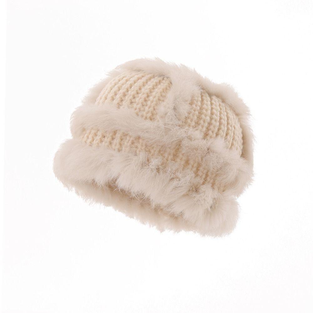 Plush Bucket Hat Cute Female Hats Portable Winter Knitted Hat Autumn/Winter